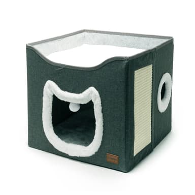 Cat house with a scratching post