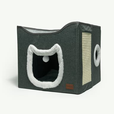 Cat house with a scratching post