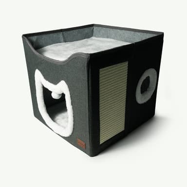 Cat house with a scratching post