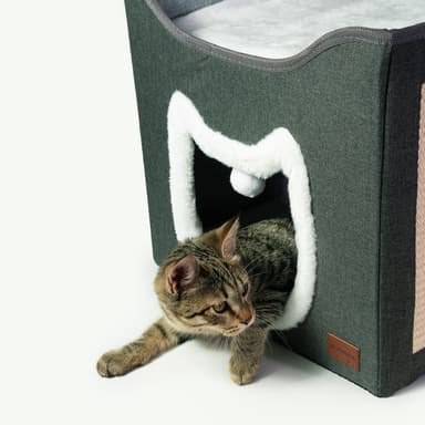 Cat house with a scratching post